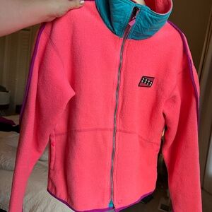 Vintage Nike Aqua Gear Neon Pink and Teal Fleece Jacket
